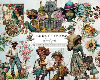 Junk Journal Kit Black Girl, Us History Clipart, Slavery Clipart, Slave Png, Friendship Clipart, African American History Clipart, Blossoms