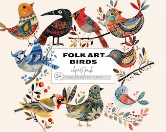 Imágenes prediseñadas de aves de arte popular, aves peculiares PNG, aves caprichosas PNG, aves divertidas y lindas, paquete de imágenes prediseñadas de aves divertidas, aves florales de acuarela, flores