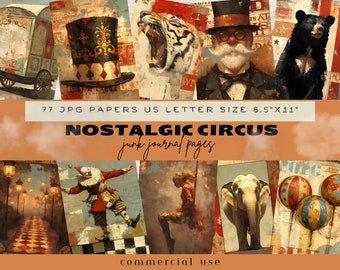 Circus Junk Journal Kit, Circus Junk Journal Pages, Circus Junk Journal, Vintage Elephant Circus, Junk Journal Ephemera, Victorian Circus