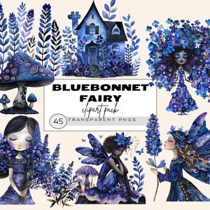 Aquarela Bluebonnet Clipart, Bluebonnets Clipart, Bluebonnet Png, Flores Silvestres E Clipart De Fadas, Jardim De Fadas Mágicas, Clipart De Cogumelo