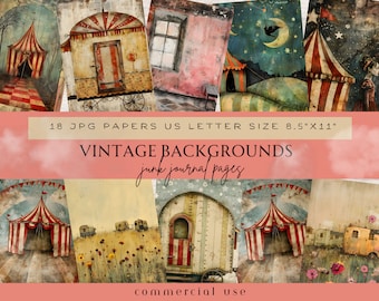 Circus Junk Journal, Circus Pages, Circus Digital Paper, Circus Digital Background, Vintage Circus Images, Surreal Circus, Circus Landscapes