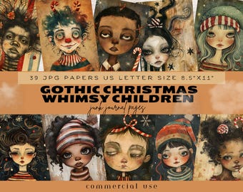 Whimsical Girl Junk Journal, Quirky Christmas Girl, Christmas Portrait Junk Journal, Gothic Christmas Junk Journal Kit, Dark Christmas