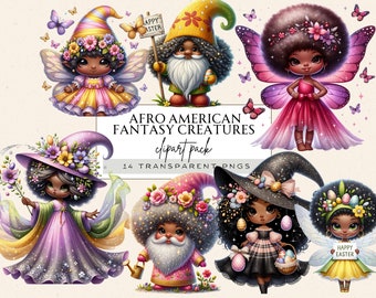 Pink Fairy Garden Clipart, Afro American Clipart, Spring Fairy Png, Spring Gnome Png, Spring Gnome Clipart, Easter Clipart, Easter Sgn Png