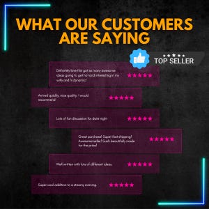May include: Image featuring customer reviews with pink star ratings. The text "WHAT OUR CUSTOMERS ARE SAYING" is in yellow. A blue thumbs-up icon and the words "TOP SELLER" are also present.