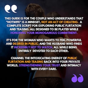 Ignite your passion with our Hotwife Game for Couples. This printable PDF includes 150+ spicy questions & dares designed to celebrate her sexuality and fuel your shared fantasies. Perfect for a naughty date night, this game helps you explore her hotpast and deepen your intimacy. Instant download for immediate fun.
