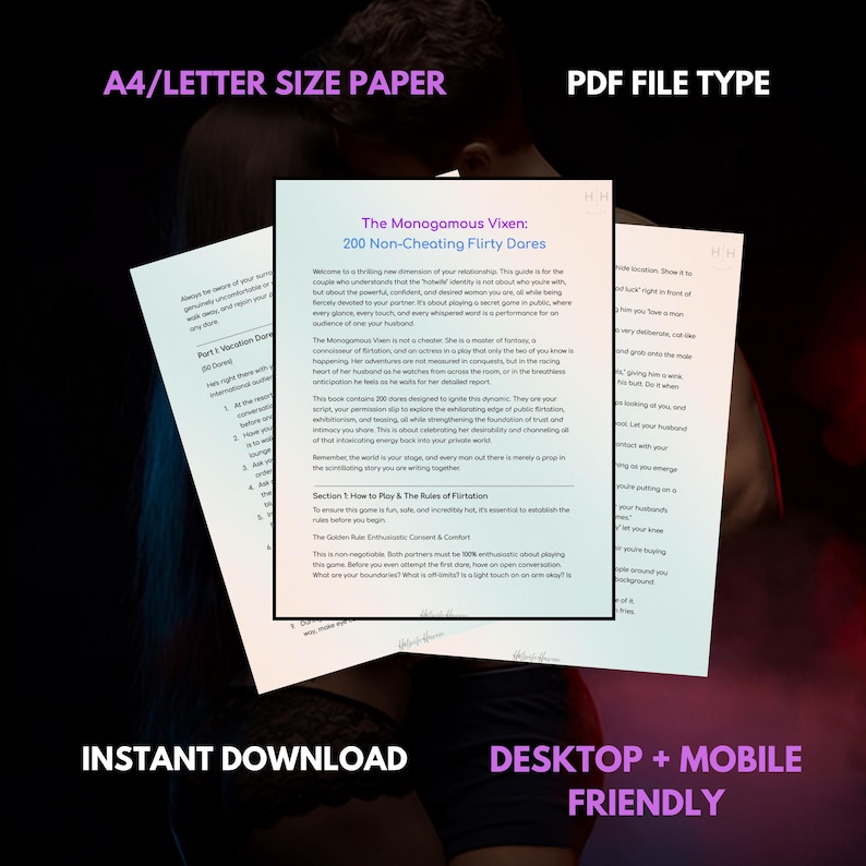 Ignite your passion with our Hotwife Game for Couples. This printable PDF includes 150+ spicy questions & dares designed to celebrate her sexuality and fuel your shared fantasies. Perfect for a naughty date night, this game helps you explore her hotpast and deepen your intimacy. Instant download for immediate fun.
