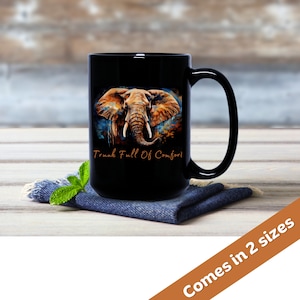 Elephant Black Glossy Mug | Ceramic Coffee Cup | Coffee Lover Gift | Cute Mom Mug | Coworker Gift | Funny Coffee Mug | Elephant Lover Mug