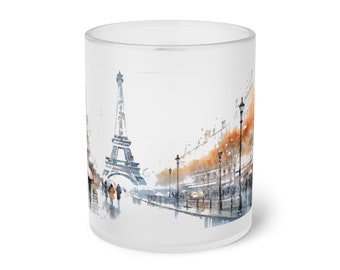 Paris Winter-Mattglas-Tasse | Weihnachtsgeschenk | Festliches Geschenk | Espressotasse | Coole Tasse | Büro Tasse | Strumpf Stuffer | Teetasse