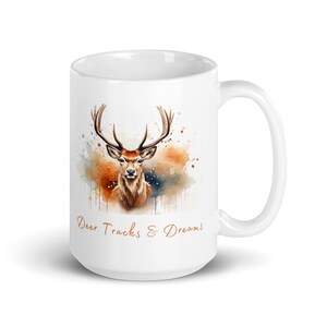 Deer Tracks & Dreams White Glossy Mug | Ceramic Coffee Cup | Coffee Lover Gift | Cute Mom Mug | Coworker Gift | Funny Coffee Mug
