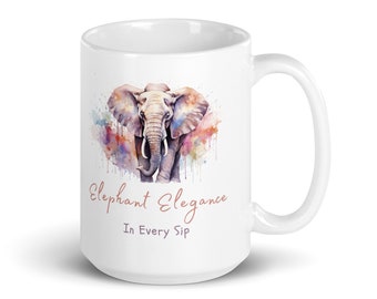 Olifant elegantie witte glanzende mok | Keramische koffiekop | Koffieliefhebber cadeau | Leuke moedermok | Collega cadeau | Grappige koffiemok | Olifant mok