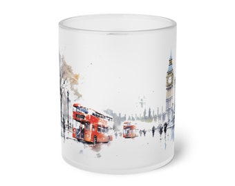 London Winter-Mattglas-Tasse | Büro Tasse | Weihnachtsgeschenk | Espressotasse | Festliches Geschenk | Coole Tasse | Festliches Geschenk | Coole Tasse