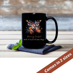 Deer Black Glossy Mug | Deer Lover Mug | Ceramic Coffee Mug | Christmas Gift | Office Gift | Caffeine Addict Mug | Tea Cup | Cute Gift