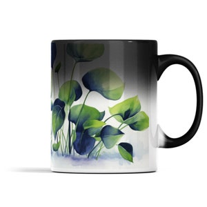 Taza que cambia de color negro de 11 oz / Taza de café de cerámica / Amante del café / Regalo lindo de mamá / Regalo de taza / Regalo de Navidad / Relleno de medias / Naturaleza