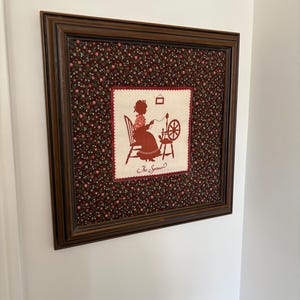 Textile Art Vintage Framed Sewing Lady Wall Decor, Handmade Fabric Artwork for Home, Unique Gift for Sewing Enthusiasts