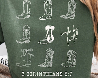 Western Coquette Walk By Faith Christian PNG PDF Western Cowgirl Coquette Cowboy Boot Bible Verse Shirt Graphic Faith Digital Download