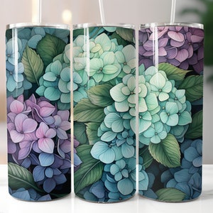 Hydrangea Tumbler Wrap Sublimation for 20 oz Skinny, Garden Lover Digital Sublimation, Cottagecore Design Graphic, Floral Tumbler Wrap