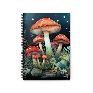 Cottagecore Mushroom Spiral Notebook, Mushroom Notebook, Cottagecore Theme Notebook,  Vintage Mushroom Gift, Mushroom Art