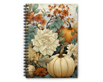 Herbst Floral Cottagecore Spiralblock, Herbst Garten Journal