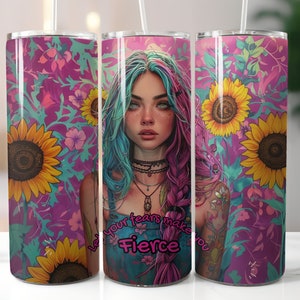 Envoltura de vaso de afirmación positiva para niñas adolescentes, dulce 16 chica positiva PNG para envoltura digital de 20 oz, diseño de vaso flaco de verano PNG