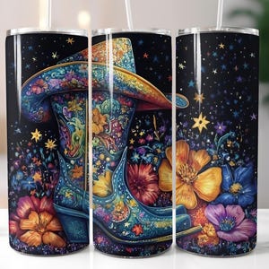 Cowgirl Tumbler, Cowgirl Boots Tumbler Wrap PNG, Sublimation Digital Download, 20oz Skinny Tumbler Design, 3 Designs Included