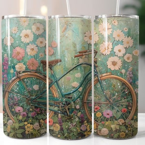 Bicicletta vintage 20 oz Skinny Tumbler Wrap Sublimation Design, Bike PNG Design, Digital Download PNG Instant, Skinny Tumbler Sublimation PNG