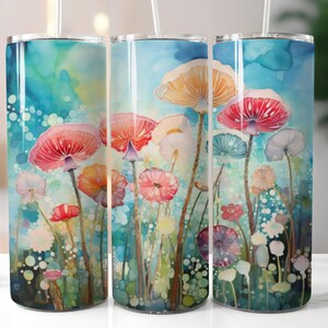 Mushroom Tumbler PNG Digital Print for 20 oz Skinny Tumbler, Tumbler Wrap Sublimation, Mushroom Print, Digital Art for Tumbler Wrap