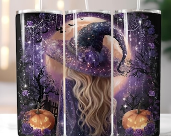 Envoltorio para vaso de bruja, arte de sublimación de Halloween (descarga digital)