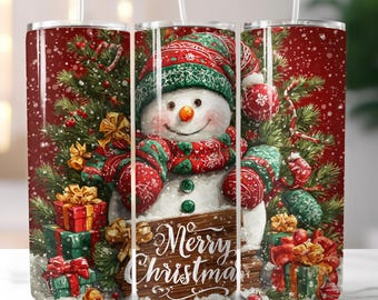 Snowman Christmas 20 oz Tumbler Sublimation Design (Digital Download)
