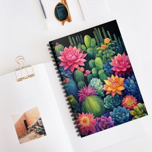 Cactus Spiral Notebook, Cactus Journal, 6x8 Lined Journal for Gardeners, Cactus Lovers Gift, Lined Spiral Notebook - Ruled Line