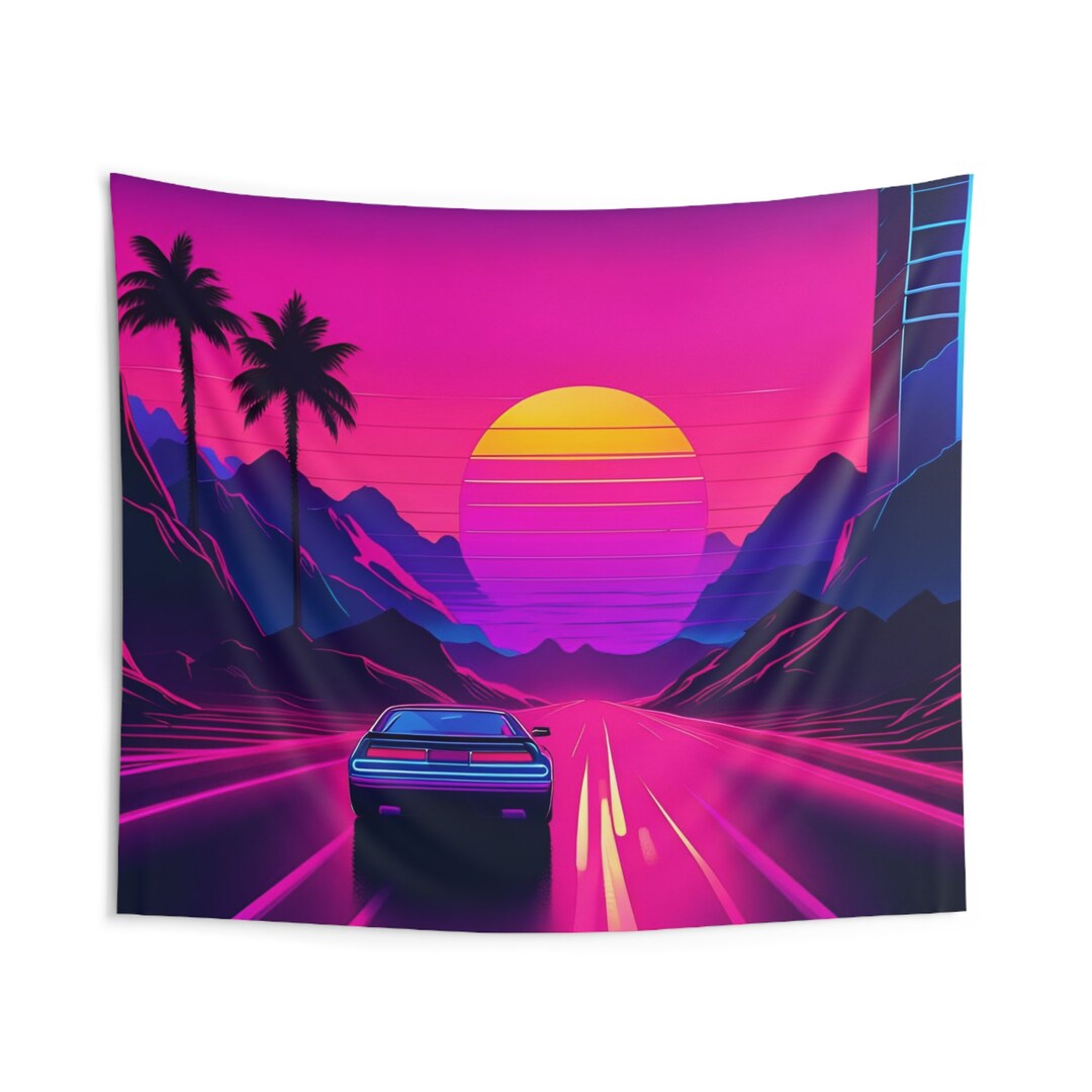 Retrowave 5 Indoor Wall Tapestries Etsy Canada