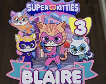 Super kitties Cake Topper / Super kitties Birthday party / Super kitties party decorations