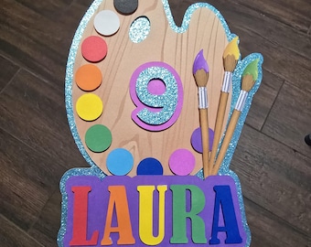 Art Party Cake Topper, Custom Cake Topper, Paint Palette Cake Topper, Paint Theme Party, Paint Cake Topper