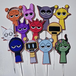 Mixed Color Sprunki Cupcake Toppers| Party Decor| Sprunki Party| 24 Cupcake toppers| Party Decorations Sprunki
