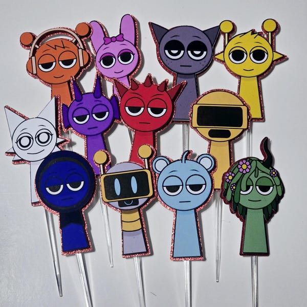 Sprunki Cupcake Toppers| Party Decor| Sprunki Party| 24 Cupcake toppers| Party Decorations Sprunki