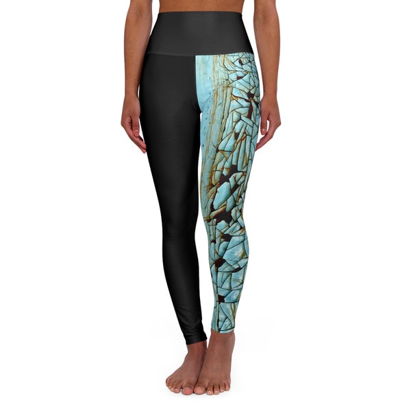 High Waisted Yoga Leggings (AOP), "I Like Big Rust!", one-of-a-kind yoga tights