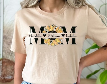 Chemise maman personnalisée, chemise maman tournesols, chemise fête des mères, chemise maman nom enfant, cadeau pour maman, chemise maman léopard, cadeau maman personnalisé