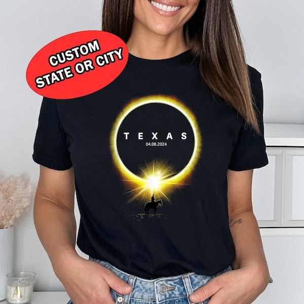 Eclipse Cowboy Shirt, Total Solar Eclipse 2024 Shirt, Celestial Shirt, Eclipse Texas City Shirt, Astrology Shirt, Solar Eclipse Event Shirt