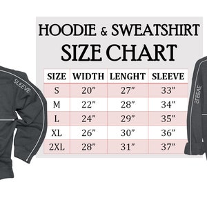 Hoodie and Sweatshirt Size Chart