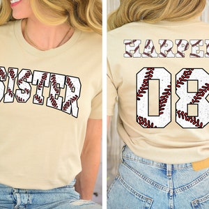Personalized Baseball Sister Shirt, Retro Baseball Shirt, Baseball Season Shirt, Sports Sister Gift, Baseball Team Shirt, Game Day Shirt