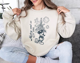 Mickey and Co Est 1928 Sweatshirt or Hoodie, Mickey And Co. Drawing Sweatshirt, Vintage Disney Castle Sweatshirt, Disney Vacation Sweatshirt