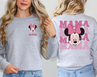 Personalized Mama Mouse Sweatshirt or Hoodie, Disney Mama Sweatshirt, Cute Mama Name Hoodie, Baby Announcement Sweater, Retro Disney Hoodie