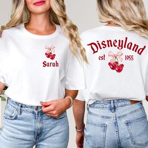 Personalized Disneyland Est 1955 Shirt, Disney Cherry Bow Shirt, Cute Disney Shirt, Summer Disney Shirt, Girls Trip Shirt, Cherry Lover Gift
