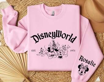 Vintage Disneyworld Est 1971 Sweatshirt or Hoodie, Personalized Minnie Mouse Sweatshirt, Disney Trip Hoodie, Retro Disneyland Sweatshirt