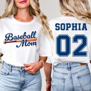 Personalized Baseball Mom Shirt, Baseball Name and Number Shirt, Baseball Player Shirt, Sports Mom Gift, Game Day Shirt, Custom Baseball Tee