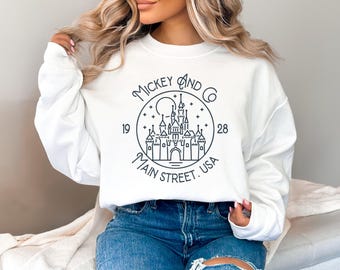 Mickey and Co Main Street USA Sweatshirt or Hoodie, Disney Castle Sweatshirt, Disneyland Crewneck, Magical Kingdom Hoodie, Disney Sweatshirt