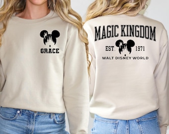 Sweat-shirt ou sweat à capuche Magic Kingdom Est 1971 personnalisé, sweat-shirt Disney vintage, sweat-shirt château Disney, sweat à capuche de voyage en famille Disney
