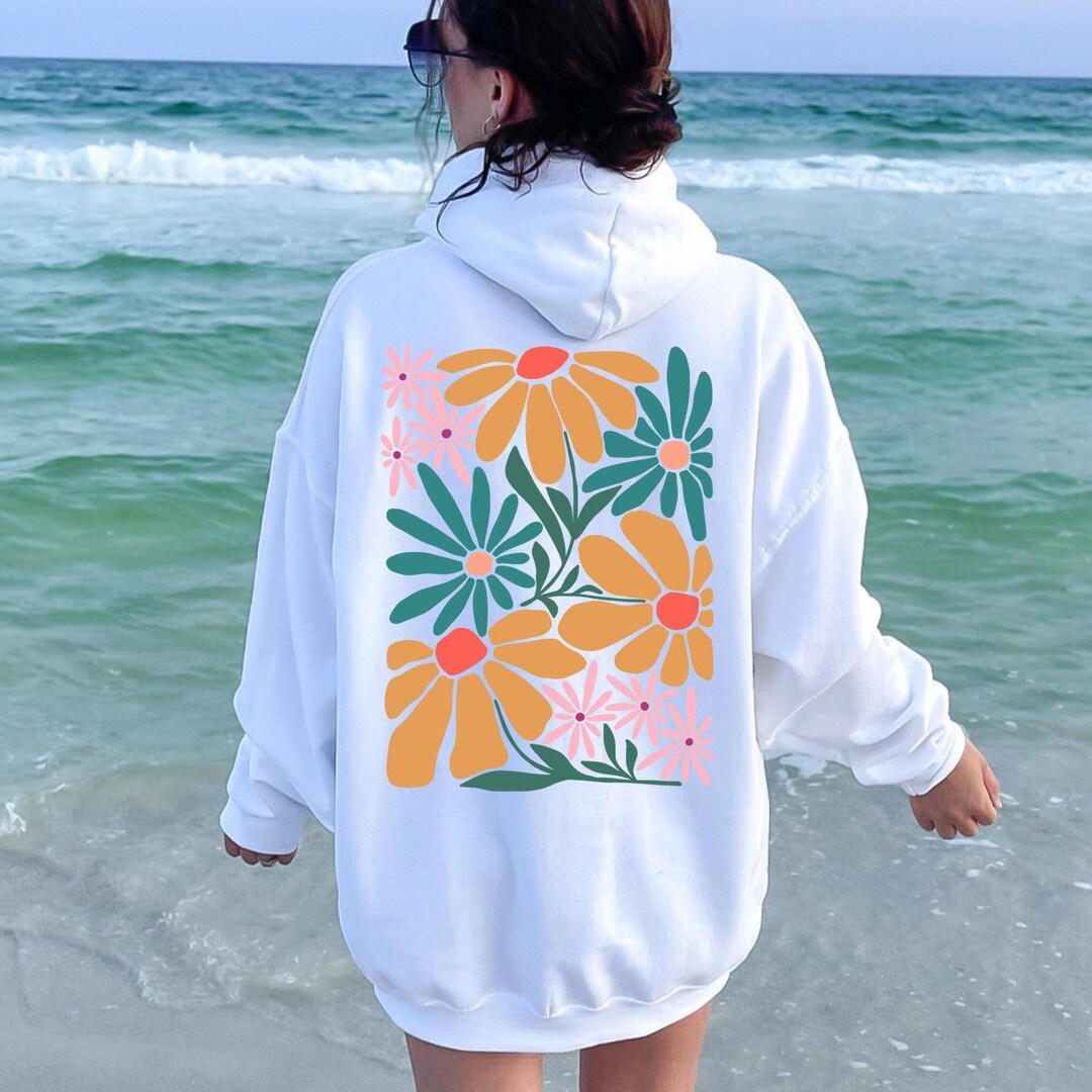 Casual Striped Print Flowers Contrast O Neck Hoodies