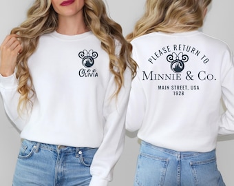 Custom Disney Sweatshirt or Hoodie, Please Return to Minnie Co Main Street USA Sweatshirt, Retro Disney Sweatshirt, Disney Couple Sweatshirt