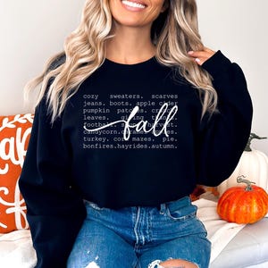 Fall Words Sweatshirt or Hoodie, Retro Fall Sweatshirt, Womens Thanksgiving Hoodie, Hello Fall Crewneck, Gift for Her, Autumn Sweatshirt
