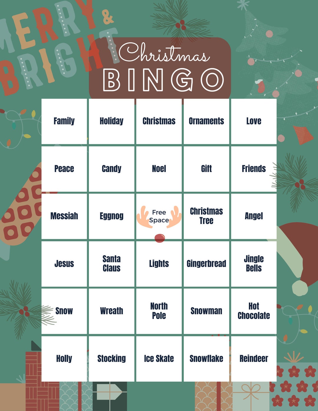 Printable Christmas Bingo Cards Christmas Games 30 Unique - Etsy